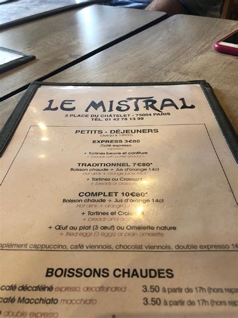 mistral restaurant menu.